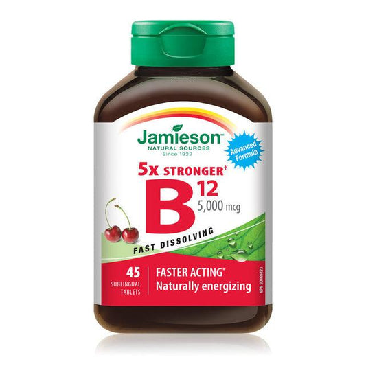Jamieson Vitamin B12 5,000mcg Methylcobalamin 45 Fast Dissolving Sublingual Tablets
