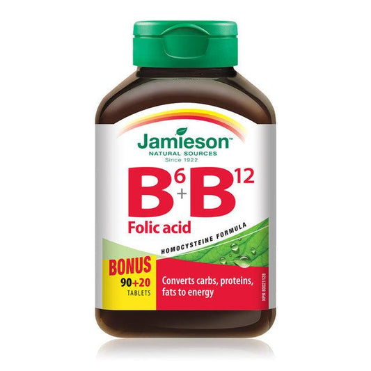 Jamieson Vitamin B6 + B12 and Folic Acid BONUS SIZE 110 Tablets