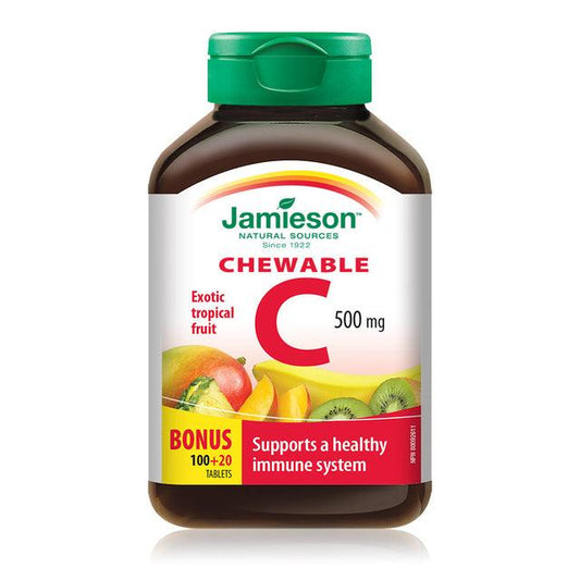 Jamieson Vitamin C 500mg Exotic Tropical Fruit BONUS SIZE 120 Chewable