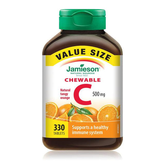 Jamieson Vitamin C 500mg Tangy Orange VALUE SIZE 330 Chewable