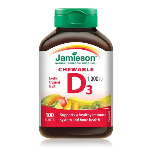 Jamieson Vitamin D3 1000IU Exotic Tropical Flavour 100 Chewable