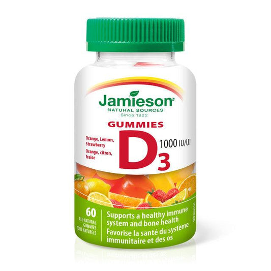 Jamieson Vitamin D3 1000IU Orange, Strawberry, Lemon 60 Gummies