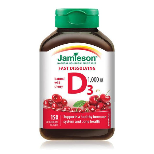 Jamieson Vitamin D3 1000IU Wild Cherry 150 Fast Dissolving Sublingual Tablets