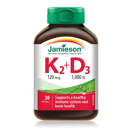 Jamieson Vitamin K2 120mcg + D3 1,000IU 30 Softgels