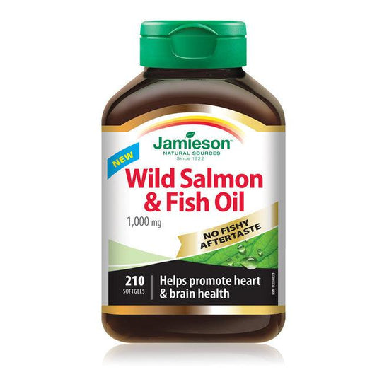 Jamieson Wild Salmon & Fish Oil 1,000mg No Fishy Aftertaste 210 Softgels