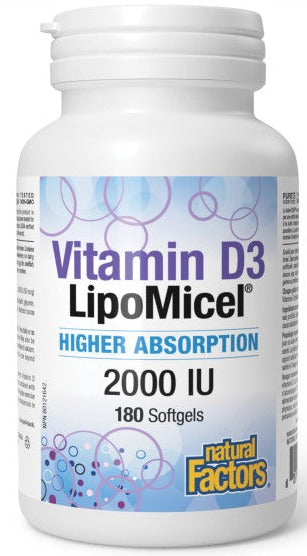 Natural Factors Vitamin D3 LipoMicel 2000IU 180 Softgels