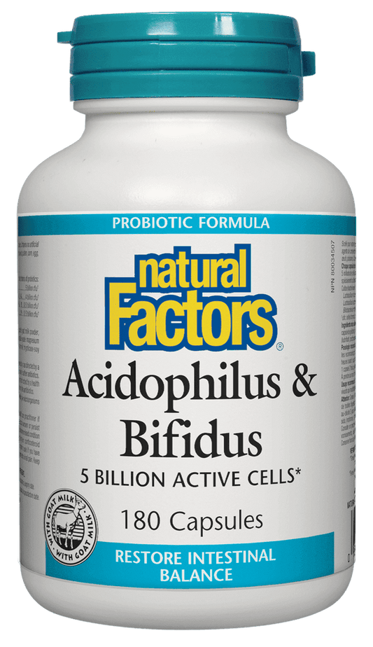 Natural Factors Acidophilus & Bifidus 5 Billion Active Cells 180 Capsules