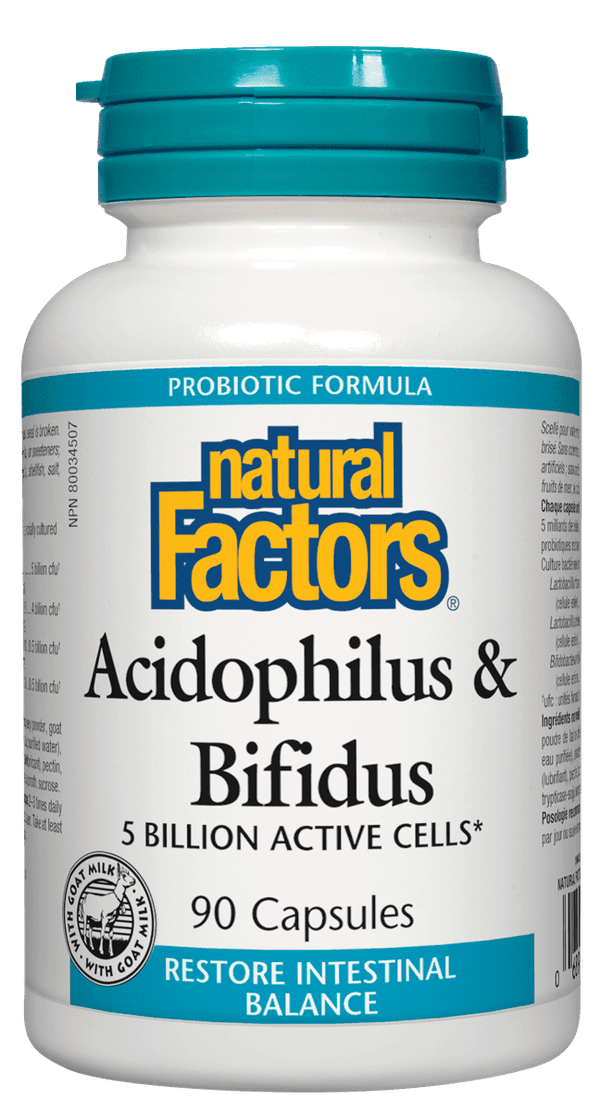 Natural Factors Acidophilus & Bifidus 5 Billion Active Cells 90 Capsules