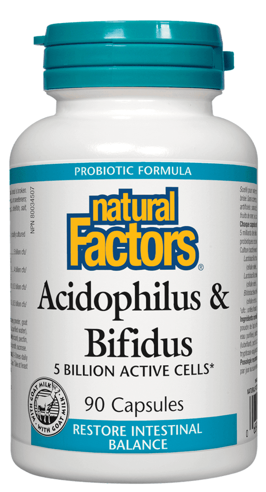 Natural Factors Acidophilus & Bifidus 5 Billion Active Cells 90 Capsules
