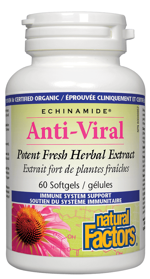 Natural Factors Anti-Viral Potent Fresh Herbal Extract ECHINAMIDE 60 Softgels - Wellness Supplement