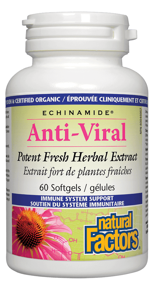 Natural Factors Anti-Viral Potent Fresh Herbal Extract ECHINAMIDE 60 Softgels - Wellness Supplement