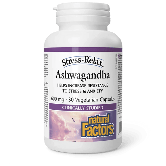 Natural Factors Ashwagandha 600 mg Stress-Relax 30 Veg Capsules 