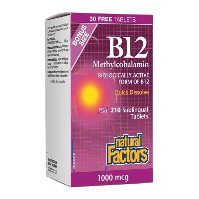 Natural Factors B12 Methylcobalamin 1000 mcg 180+30 Tablets 