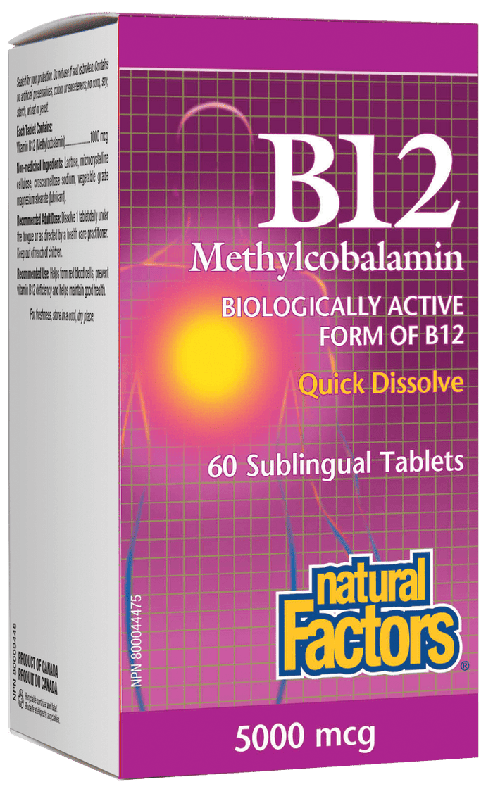 Natural Factors B12 Methylcobalamin 5,000 mcg 60 Tablets 