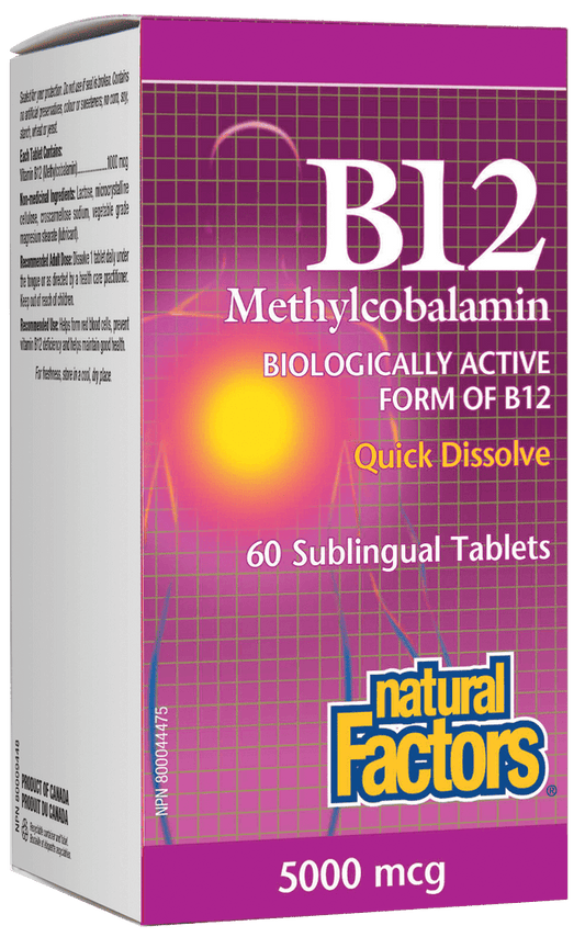 Natural Factors B12 Methylcobalamin 5,000 mcg 60 Tablets 