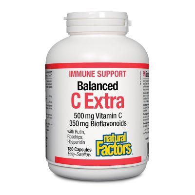 Natural Factors Balanced C Extra 500 mg Vitamin C 350 mg Bioflavonoids 180 Capsules 