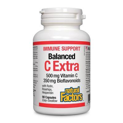 Natural Factors Balanced C Extra 500 mg Vitamin C 350 mg Bioflavonoids 90 Capsules - Wellness Supplement