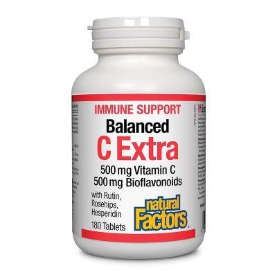 Natural Factors Balanced C Extra 500 mg Vitamin C 500 mg Bioflavonoids 180 Tablets 