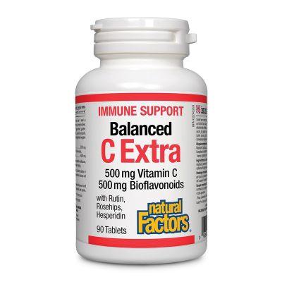 Natural Factors Balanced C Extra 500 mg Vitamin C 500 mg Bioflavonoids 90 Tablets - Wellness Supplement