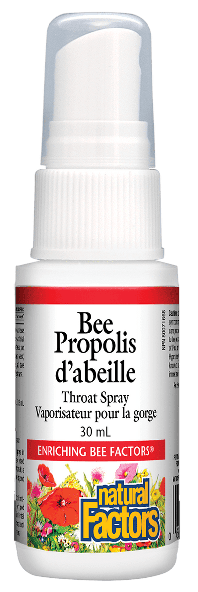 Natural Factors Bee Propolis Throat Spray 30mL - Wellness Supplement