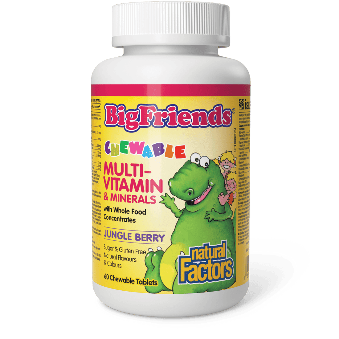 Natural Factors Chewable Multivitamin & Minerals with Whole Food Concentrates Jungle Berry Big Friends 60 Chewables 