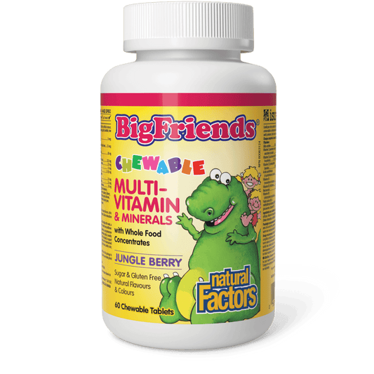 Natural Factors Chewable Multivitamin & Minerals with Whole Food Concentrates Jungle Berry Big Friends 60 Chewables 