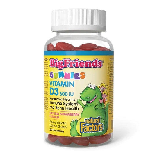 Natural Factors Big Friends Vitamin D3 600 IU Strawberry 60 Gummies 