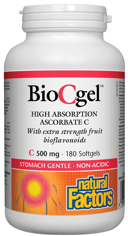 Natural Factors BioCgel High Absorption Ascorbate C 500 mg 180 Softgels - Wellness Supplement