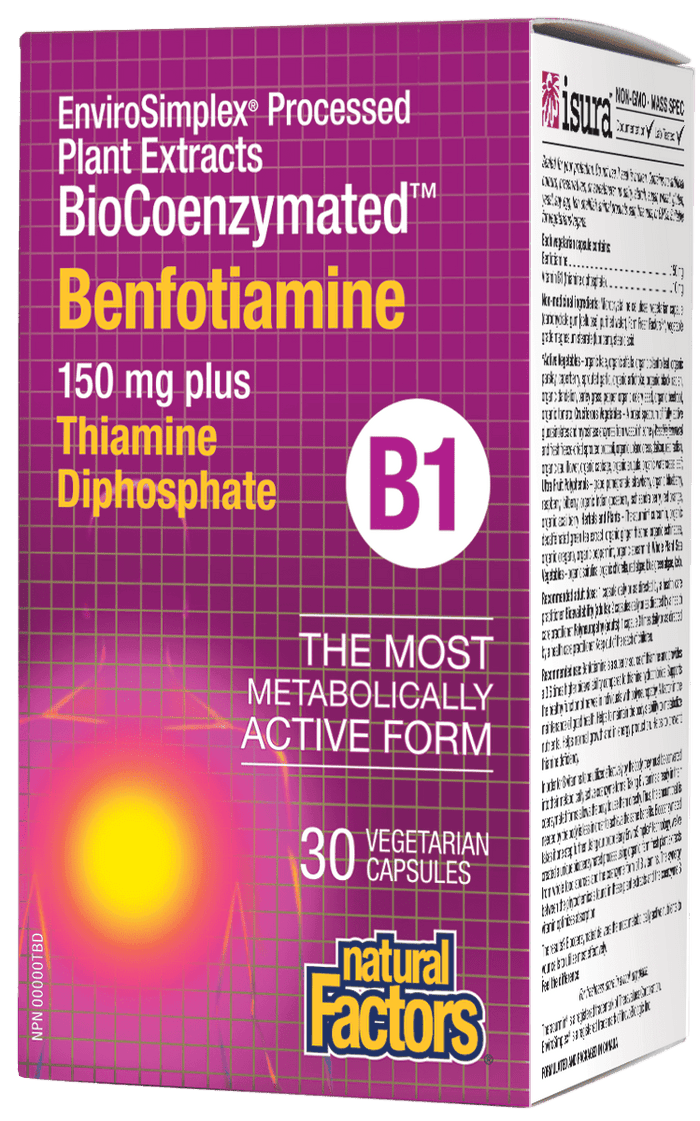 Natural Factors BioCoenzymated Benfotiamine B1 150 mg 30 Veg Capsules 