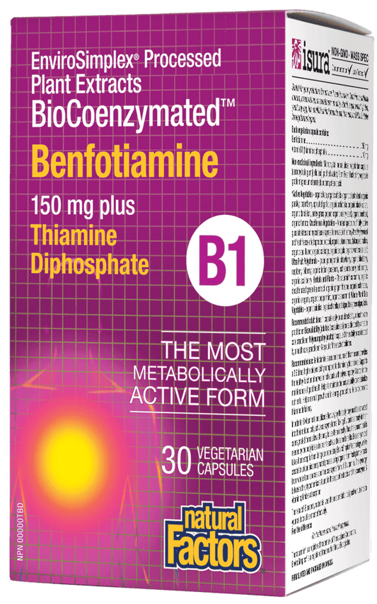 Natural Factors BioCoenzymated Benfotiamine B1 150 mg 30 Veg Capsules 
