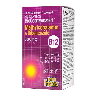 Natural Factors BioCoenzymated Methylcobalamin & Dibencozide B12 3000 mcg 30 Tablets - Wellness Supplement
