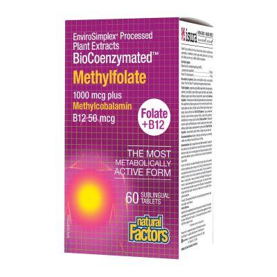Natural Factors BioCoenzymated Methylfolate Folate + B12 1000 mcg/50 mcg 60 Tablets 