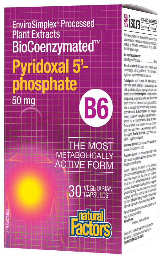 Natural Factors BioCoenzymated Pyridoxal 5-phosphate B6 50 mg 30 Veg Capsules 