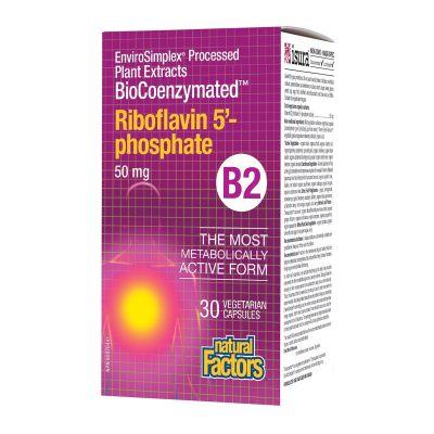 Natural Factors BioCoenzymated Riboflavin 5-Phosphate B2 50 mg 30 Veg Capsules 