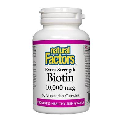 Natural Factors Biotin Extra Strength 10,000 mcg 60 Veg Capsules 