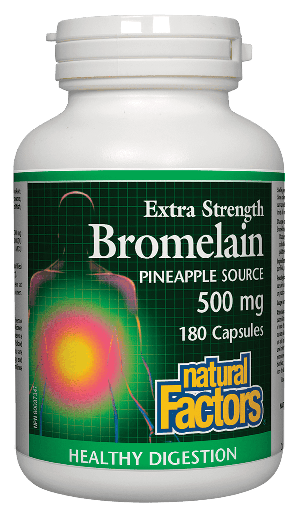 Natural Factors Bromelain Extra Strength 500 mg Pineapple Source 180 Capsules - Wellness Supplement