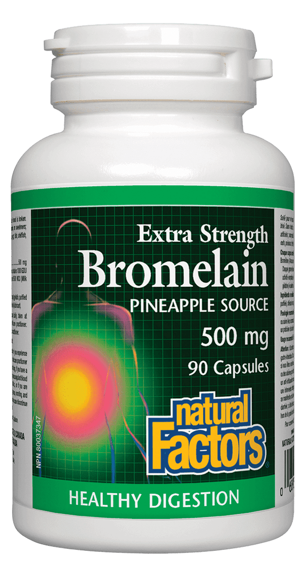 Natural Factors Bromelain Extra Strength 500 mg Pineapple Source 90 Capsules - Wellness Supplement