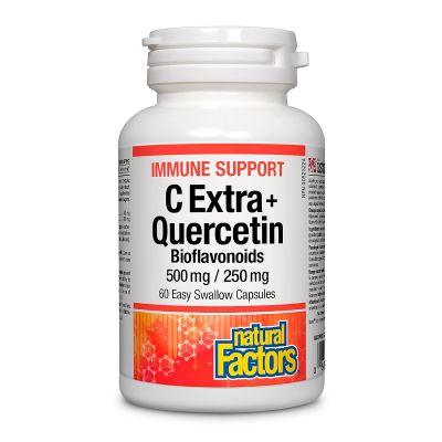 Natural Factors C Extra + Quercetin Bioflavonoids 500 mg/250 mg 60 Capsules - Wellness Supplement