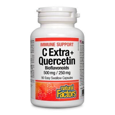 Natural Factors C Extra + Quercetin Bioflavonoids 500 mg/250 mg 90 Capsules - Wellness Supplement