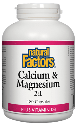 Natural Factors Calcium & Magnesium 2:1 Plus Vitamin D3 180 Capsules 