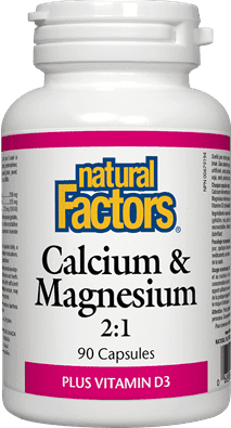Natural Factors Calcium & Magnesium 2:1 Plus Vitamin D3 90 Capsules - Wellness Supplement