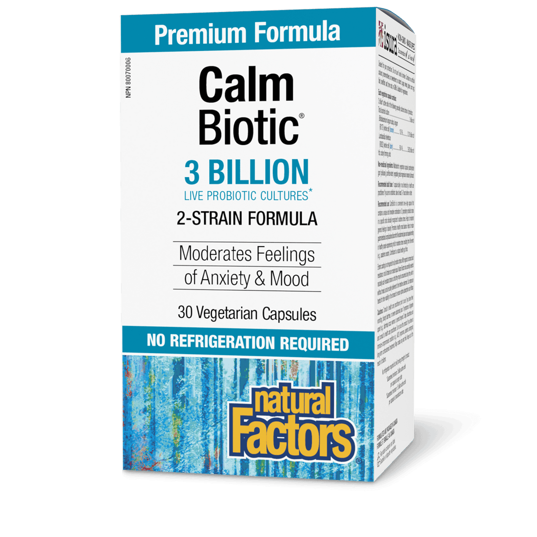 Natural Factors Calm Biotic 3 Billion Live Probiotic Cultures 30 Veg Capsules - Wellness Supplement