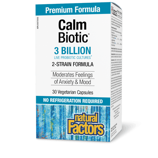 Natural Factors Calm Biotic 3 Billion Live Probiotic Cultures 30 Veg Capsules - Wellness Supplement