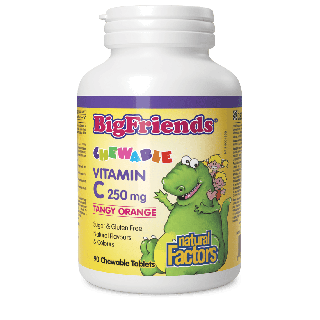 Natural Factors Chewable Vitamin C 250 mg Tangy Orange Big Friends 90 Chewables 