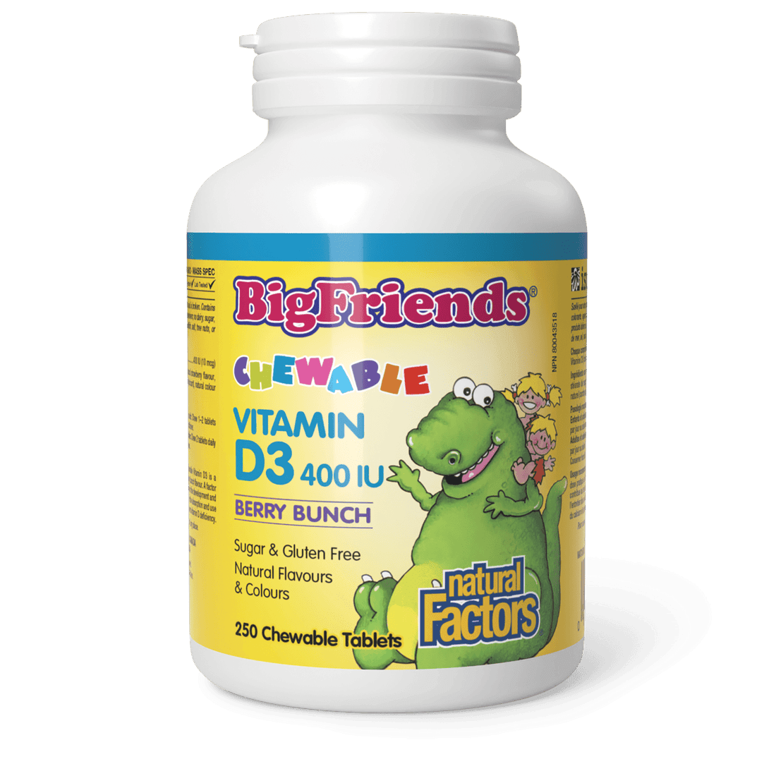 Natural Factors Chewable Vitamin D3 400 IU Berry Bunch Big Friends 250 Chewables 