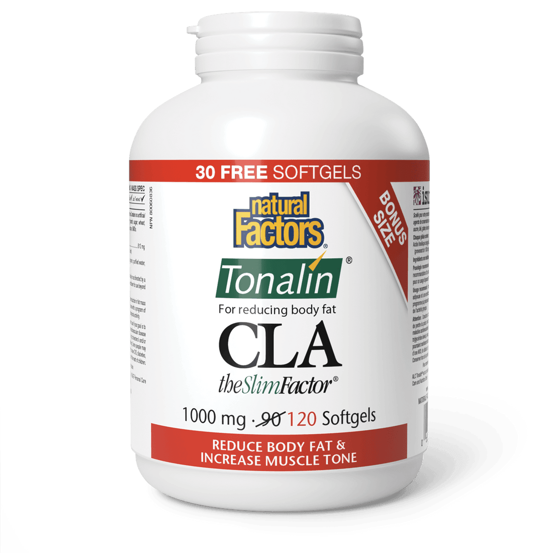 Natural Factors CLA Tonalin TheSlimFactor 1000 mg Bonus Size (90+30) Softgels 