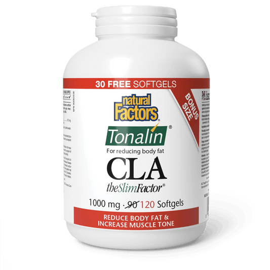Natural Factors CLA Tonalin TheSlimFactor 1000 mg Bonus Size (90+30) Softgels 