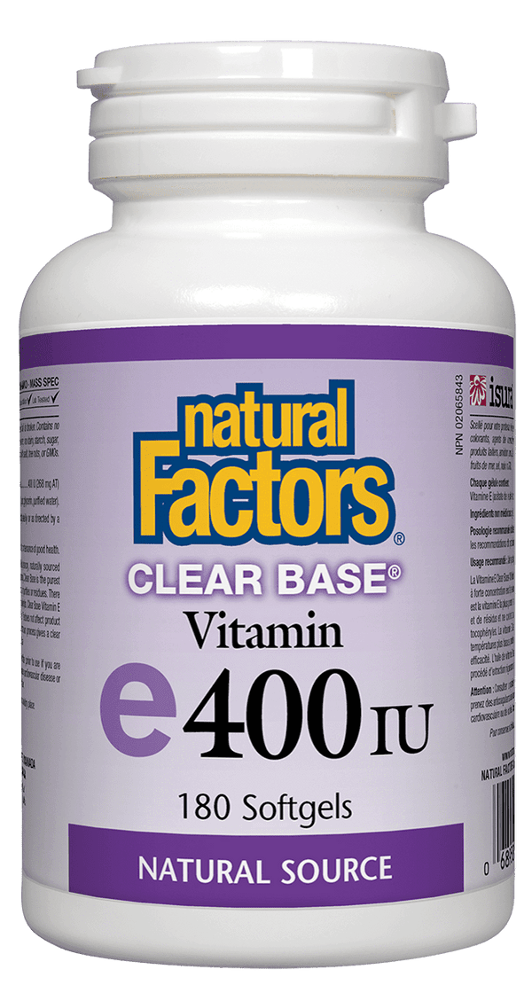 Natural Factors Clear Base Vitamin E 400IU 180 Softgels 