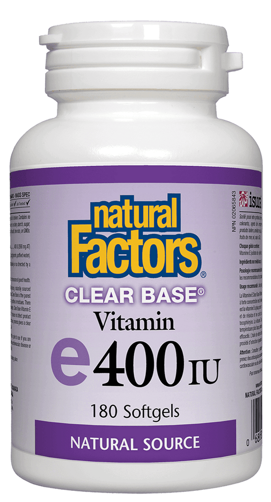 Natural Factors Clear Base Vitamin E 400IU 180 Softgels 