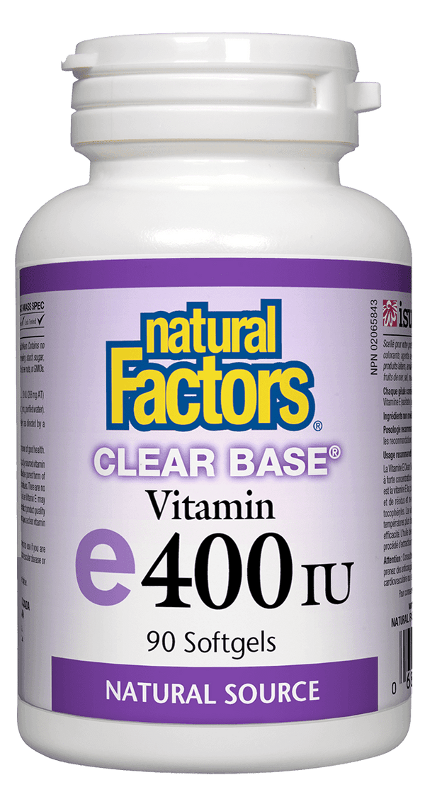 Natural Factors Clear Base Vitamin E 400IU 90 Softgels - Wellness Supplement